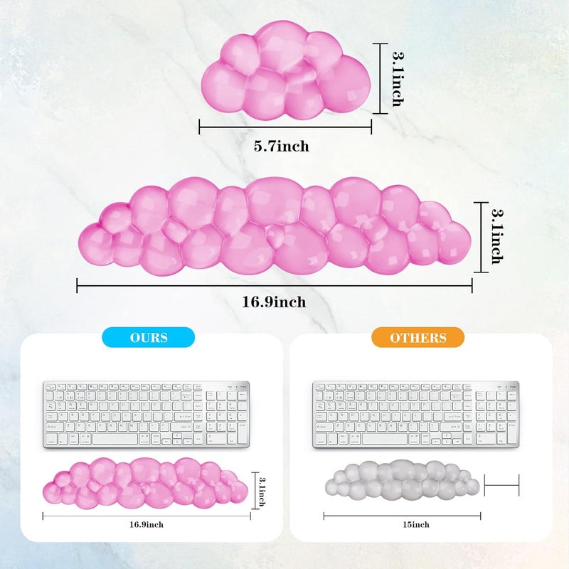 KEPUTAIER Gel Cloud Keyboard and Mouse Wrist Rest, Cute Wrist Support and Arm Support Keyboard Rest for Keyboard and Mouse Typing Pain Relief，Suitable for Office/Computer/Laptop/Gaming (Pink) - Image 5